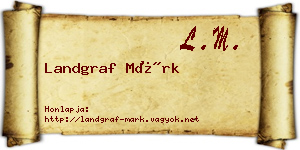 Landgraf Márk névjegykártya